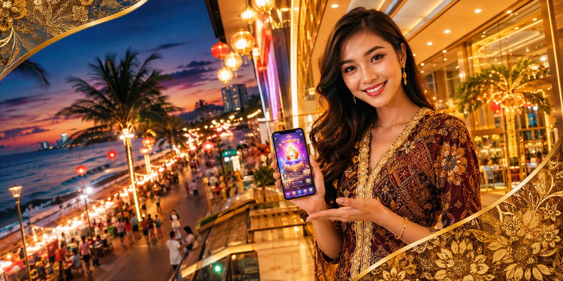 Pemain menggunakan aplikasi mudah alih 1290 untuk bermain slot pada telefon pintar di Malaysia